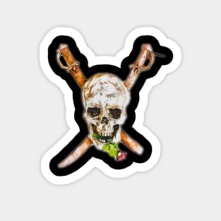 Pirate skull and bones with rose Sticker